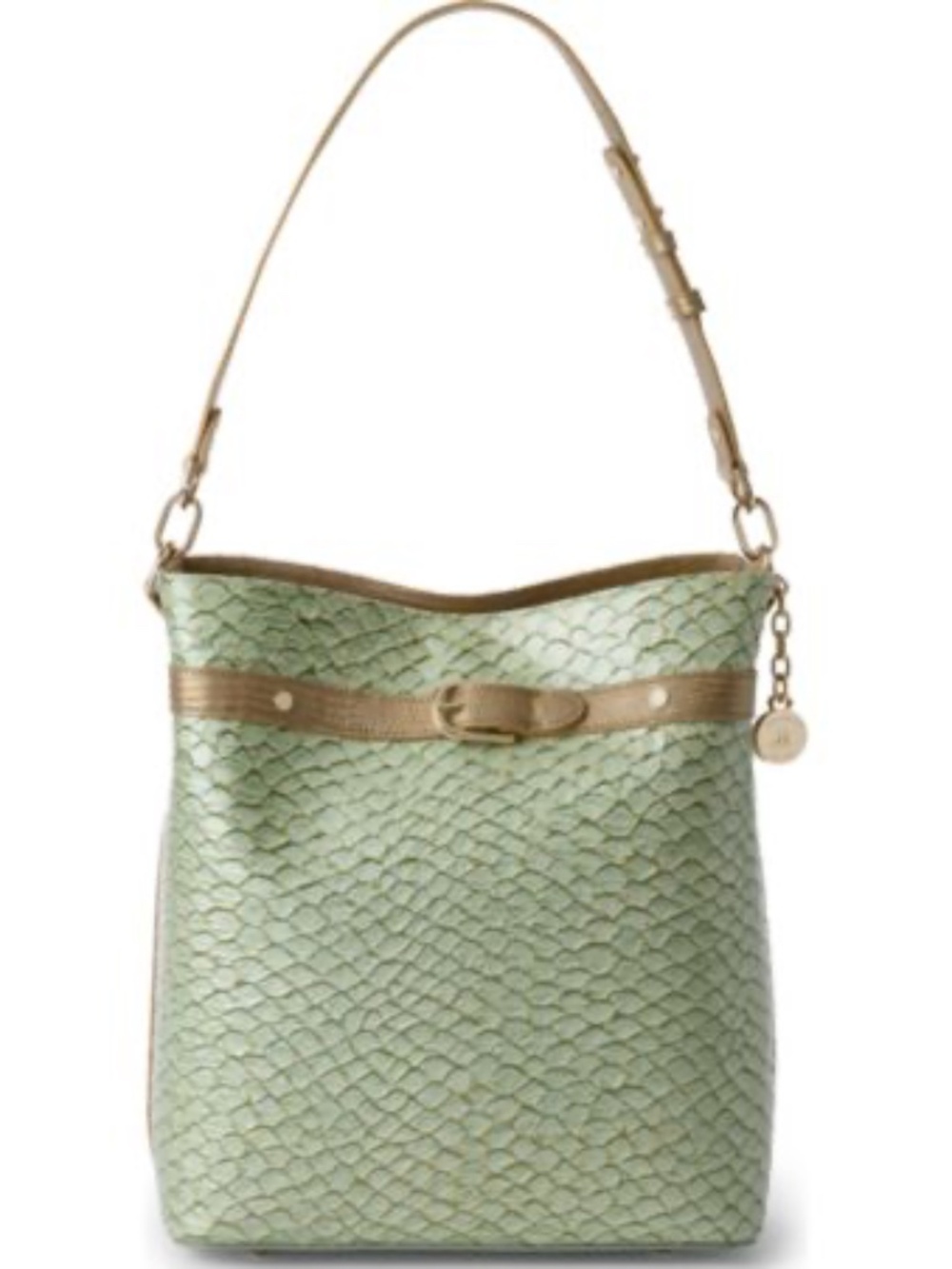 BRAHMIN Celina Snake Embossed Bucket Bag Mint Novella